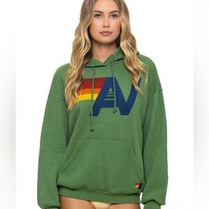 Green Hoodie with Rainbow Logo